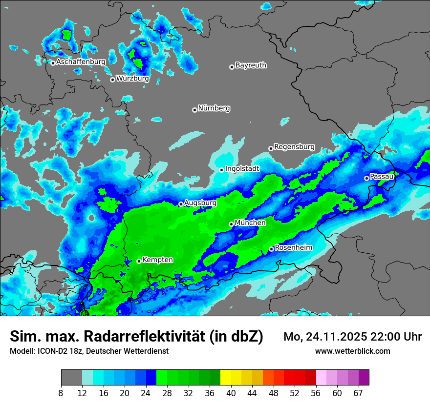 Modellkarten Simuliertes Radarbild