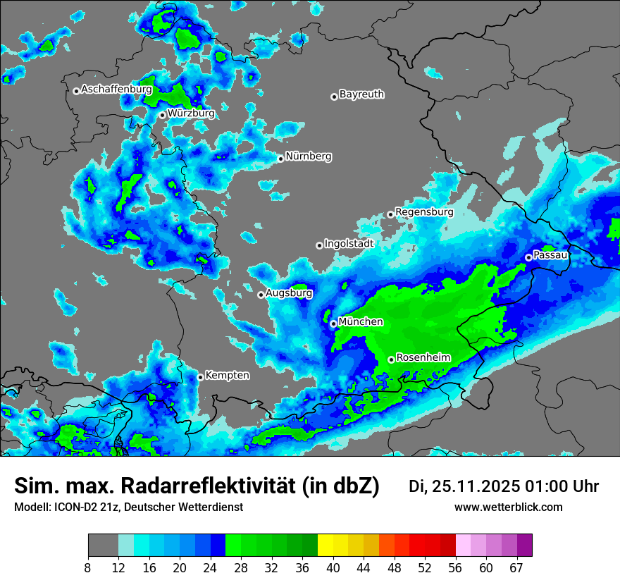 Modellkarten Simuliertes Radarbild