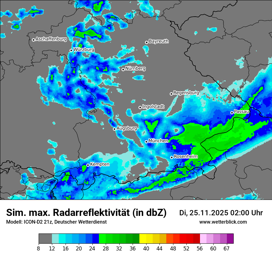 Modellkarten Simuliertes Radarbild