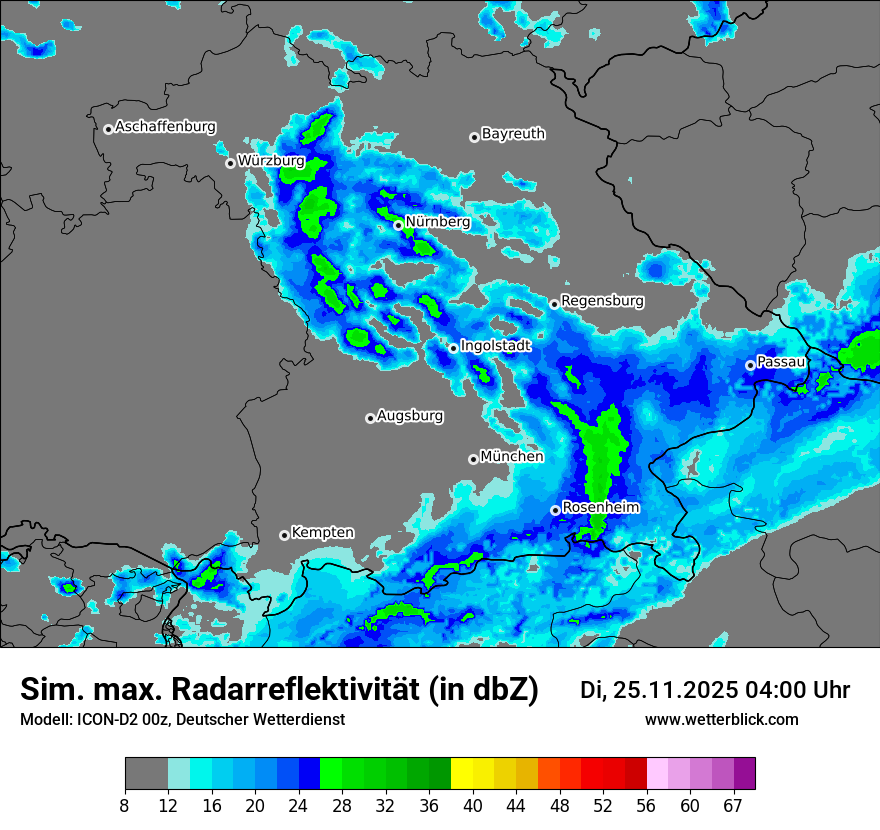 Modellkarten Simuliertes Radarbild
