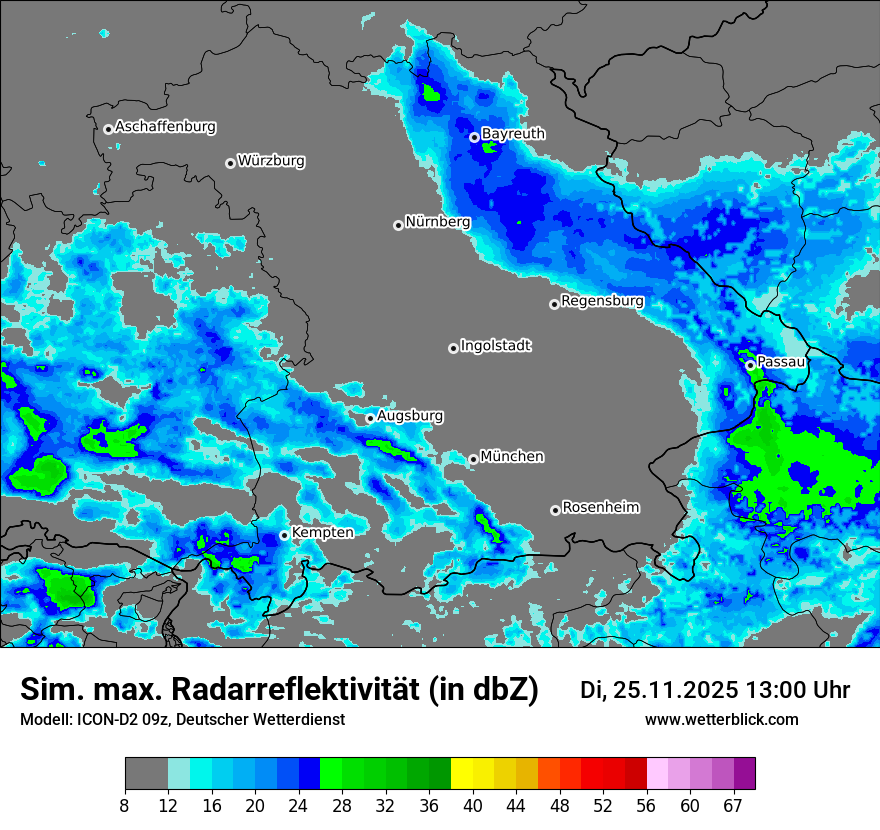 Modellkarten Simuliertes Radarbild