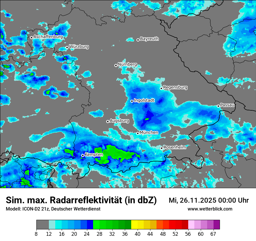 Modellkarten Simuliertes Radarbild