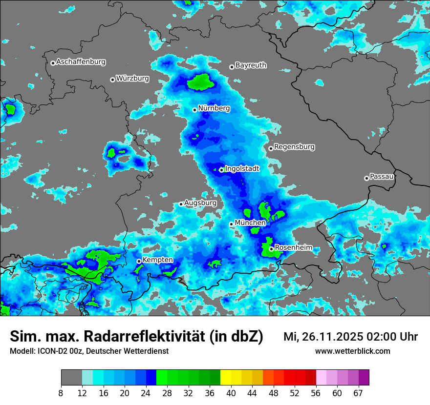 Modellkarten Simuliertes Radarbild