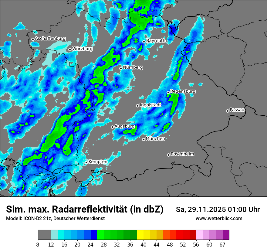 Modellkarten Simuliertes Radarbild