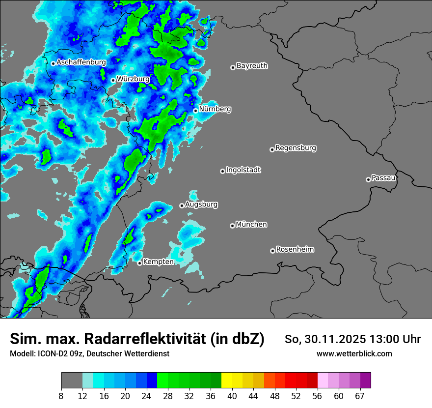 Modellkarten Simuliertes Radarbild