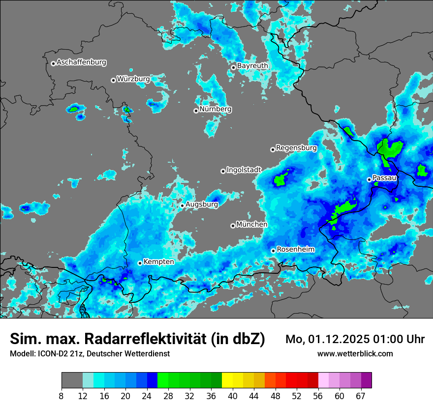 Modellkarten Simuliertes Radarbild