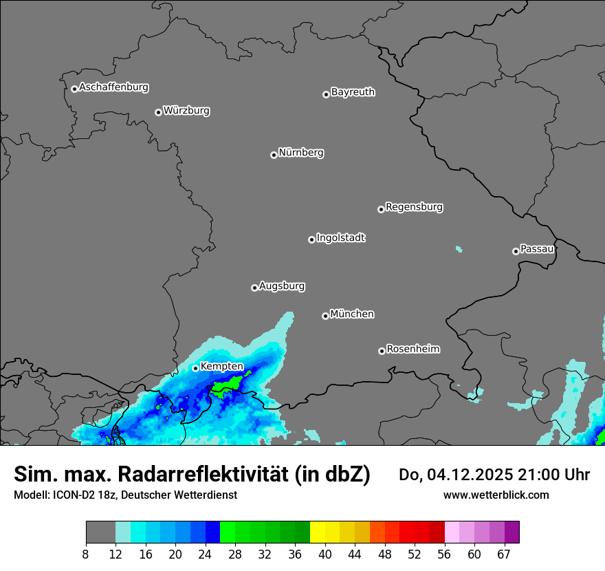 Modellkarten Simuliertes Radarbild