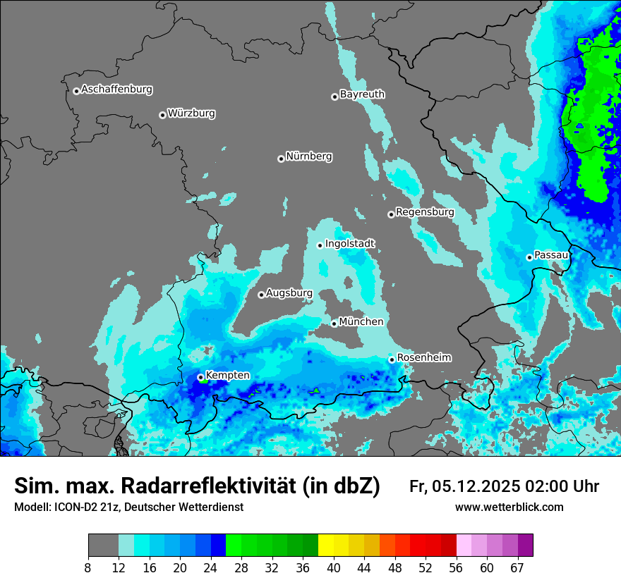 Modellkarten Simuliertes Radarbild