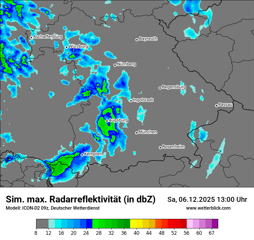 Modellkarten Simuliertes Radarbild