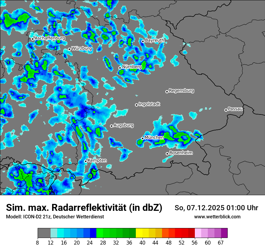 Modellkarten Simuliertes Radarbild