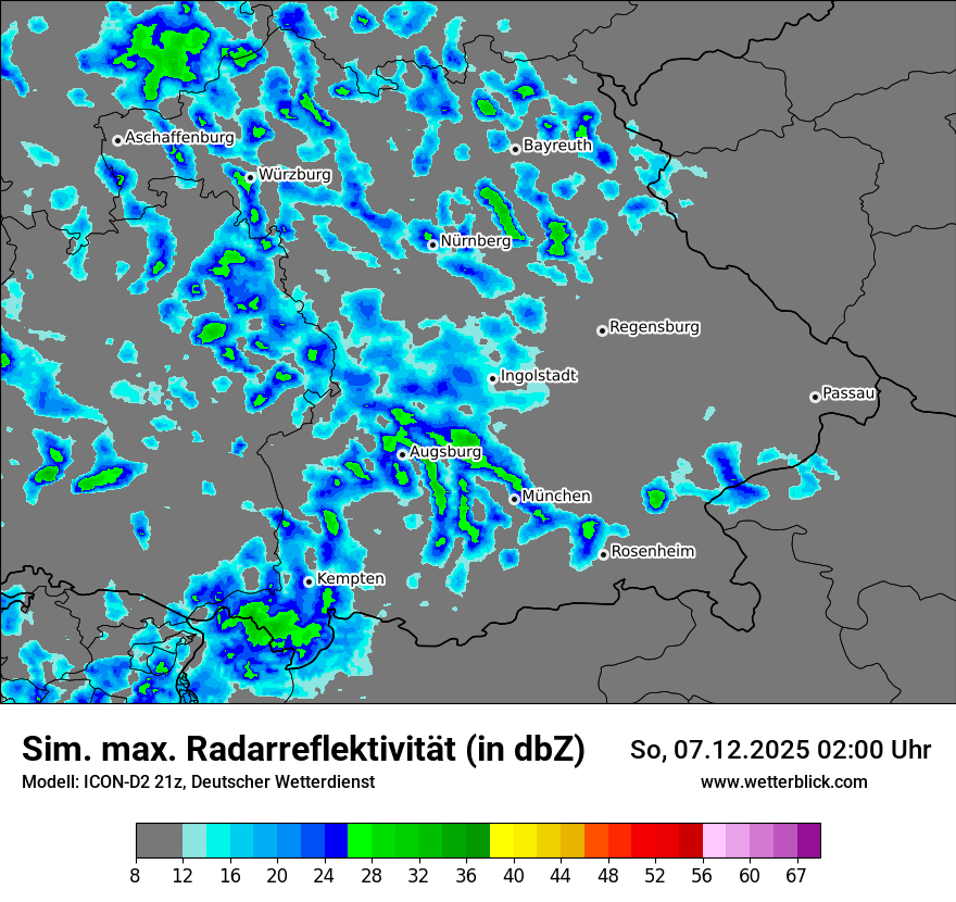 Modellkarten Simuliertes Radarbild