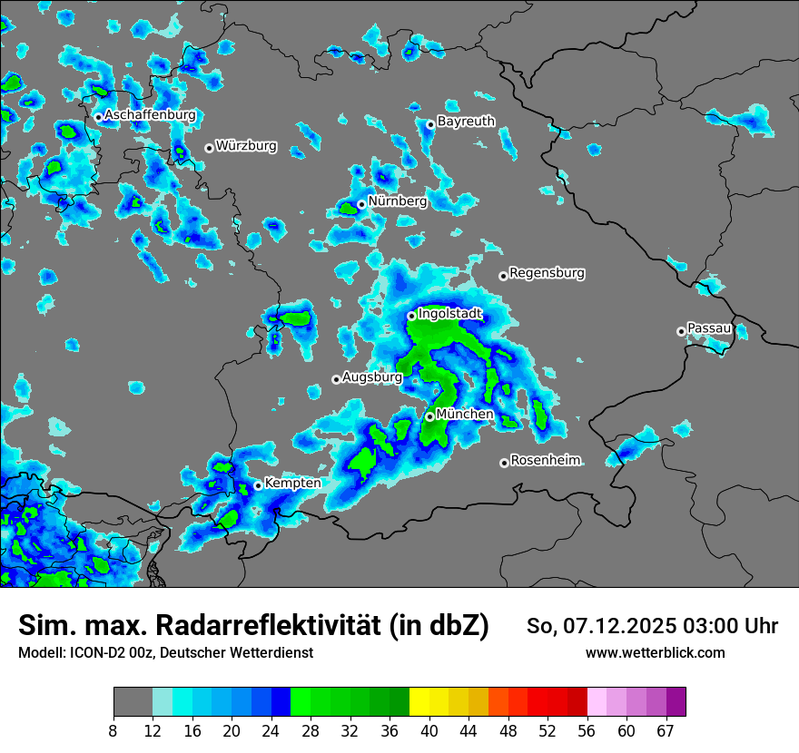 Modellkarten Simuliertes Radarbild