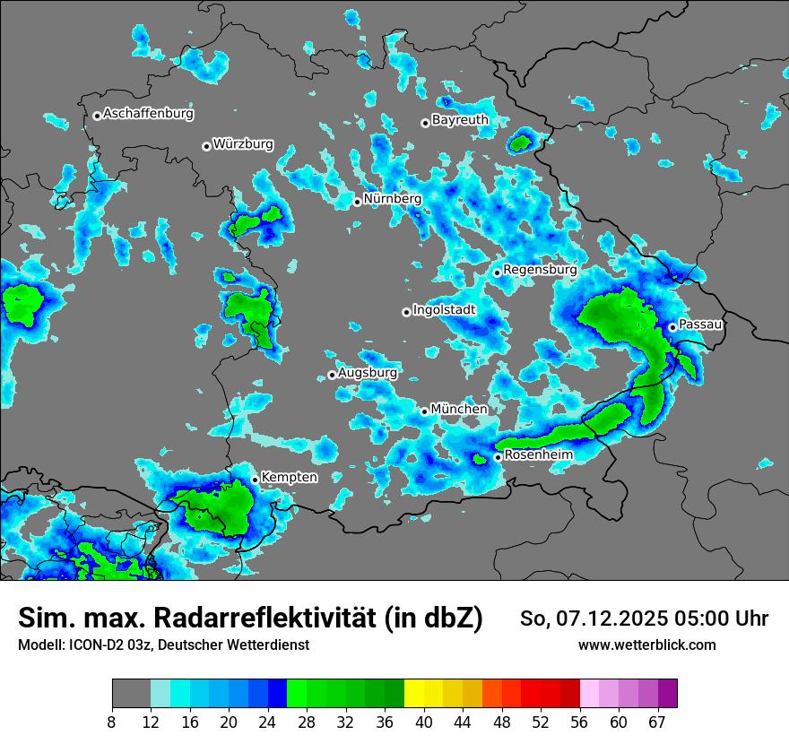 Modellkarten Simuliertes Radarbild