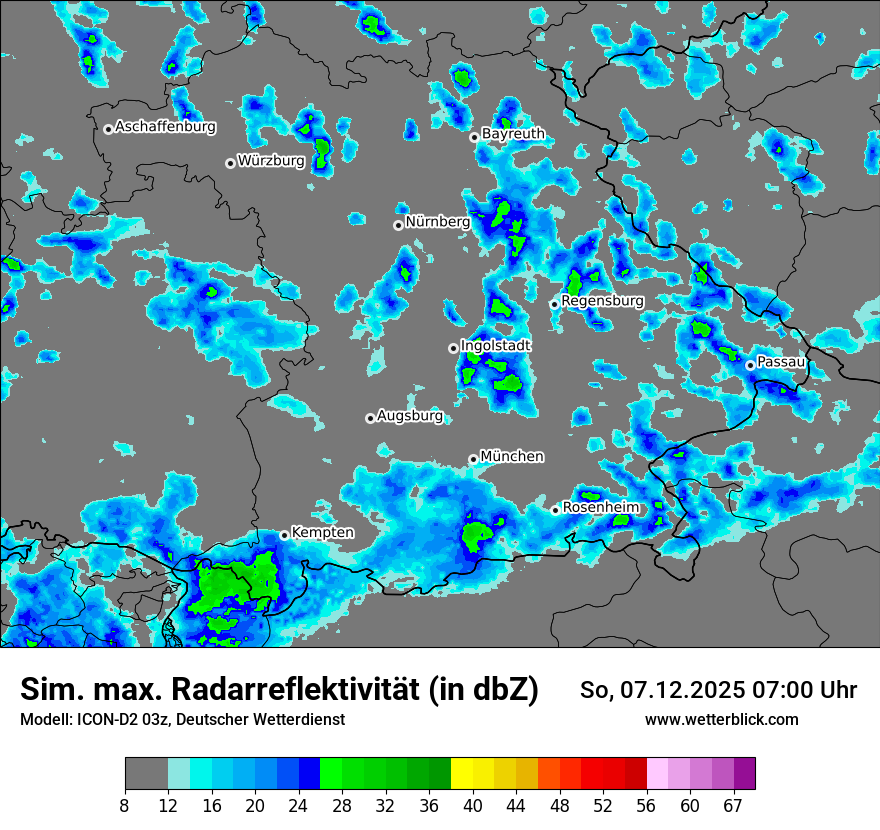 Modellkarten Simuliertes Radarbild