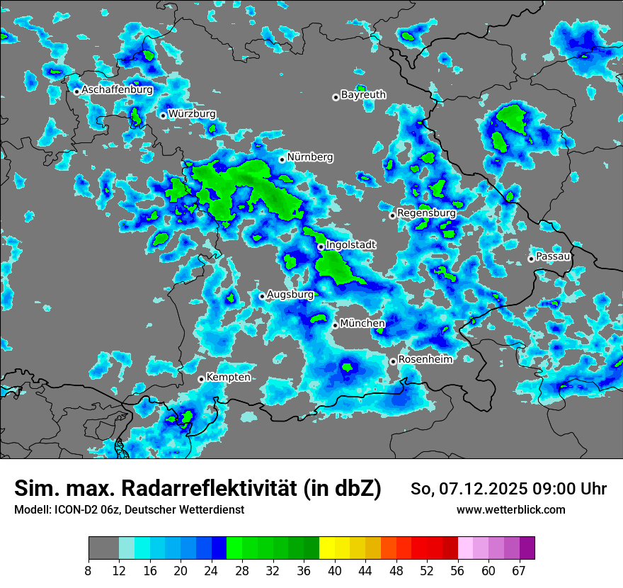 Modellkarten Simuliertes Radarbild