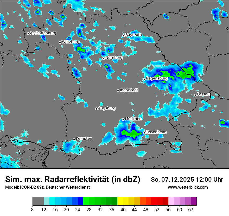 Modellkarten Simuliertes Radarbild