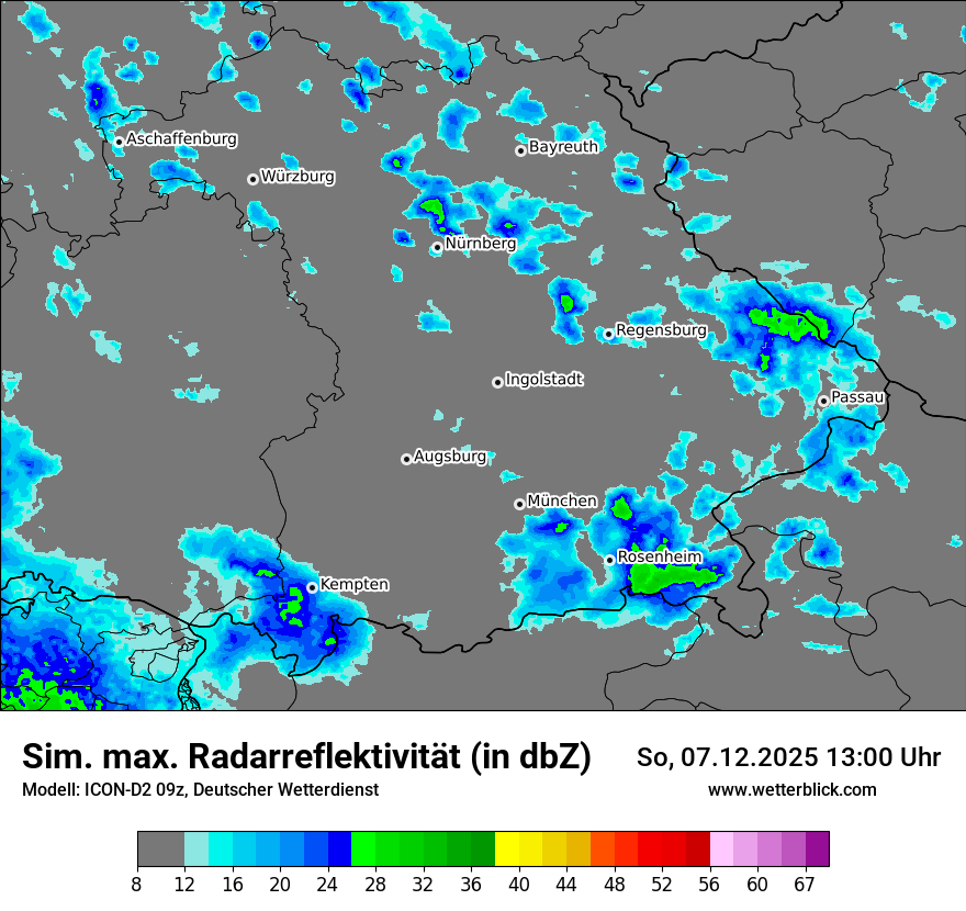 Modellkarten Simuliertes Radarbild