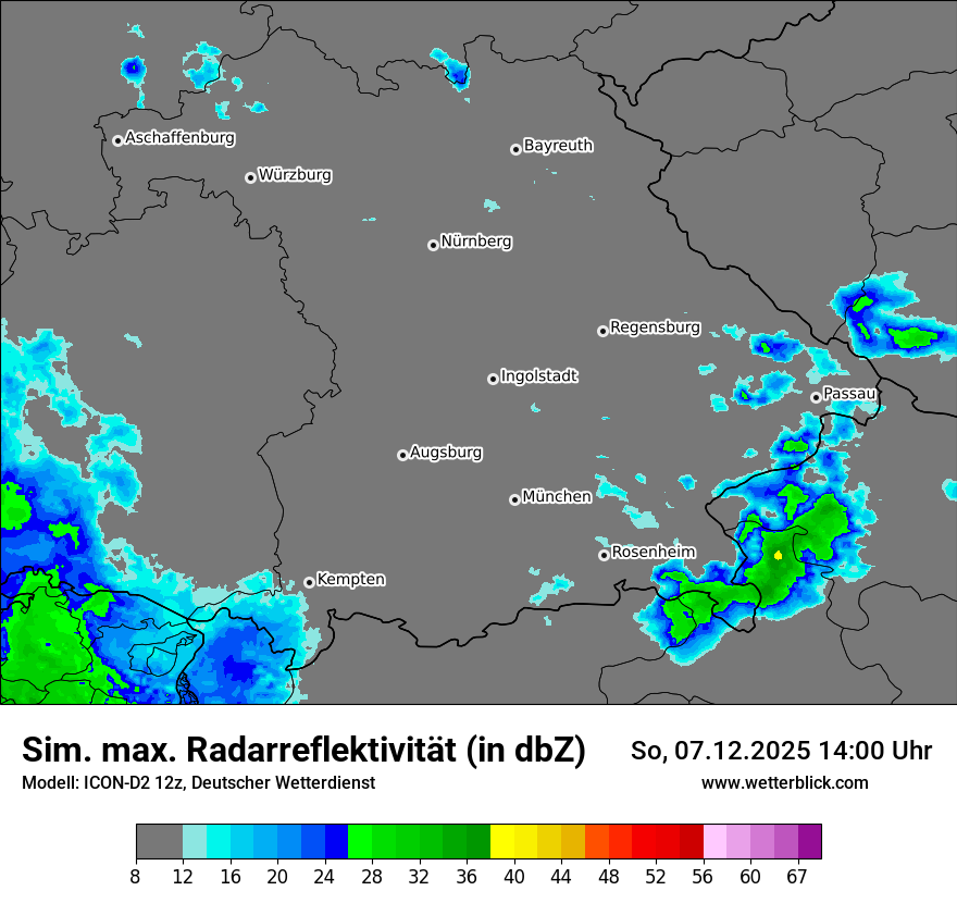 Modellkarten Simuliertes Radarbild