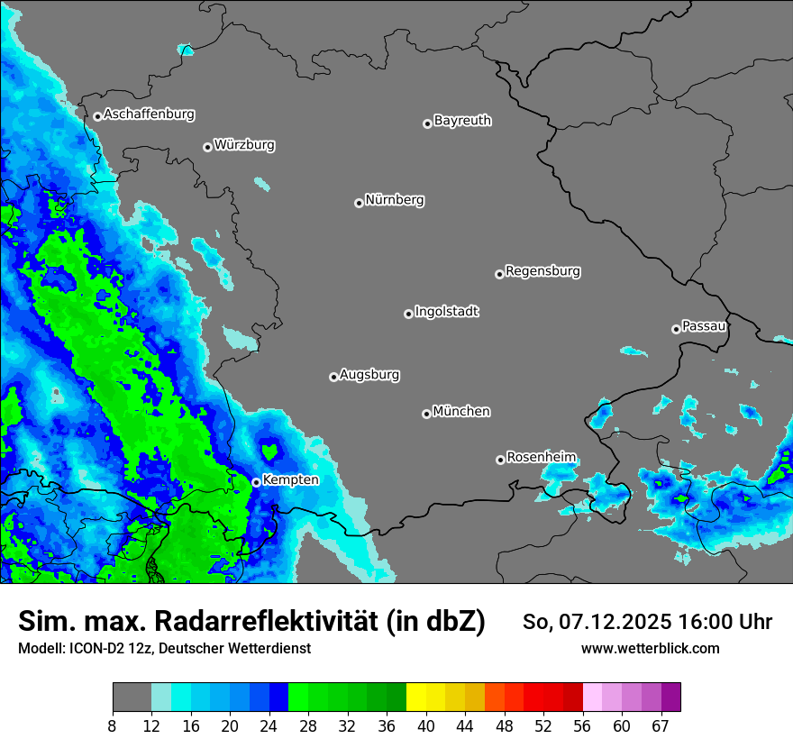 Modellkarten Simuliertes Radarbild