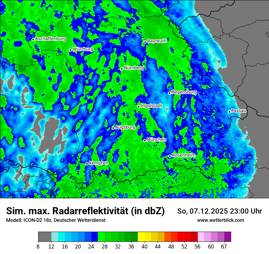 Modellkarten Simuliertes Radarbild