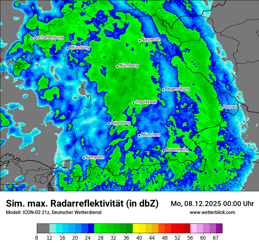 Modellkarten Simuliertes Radarbild