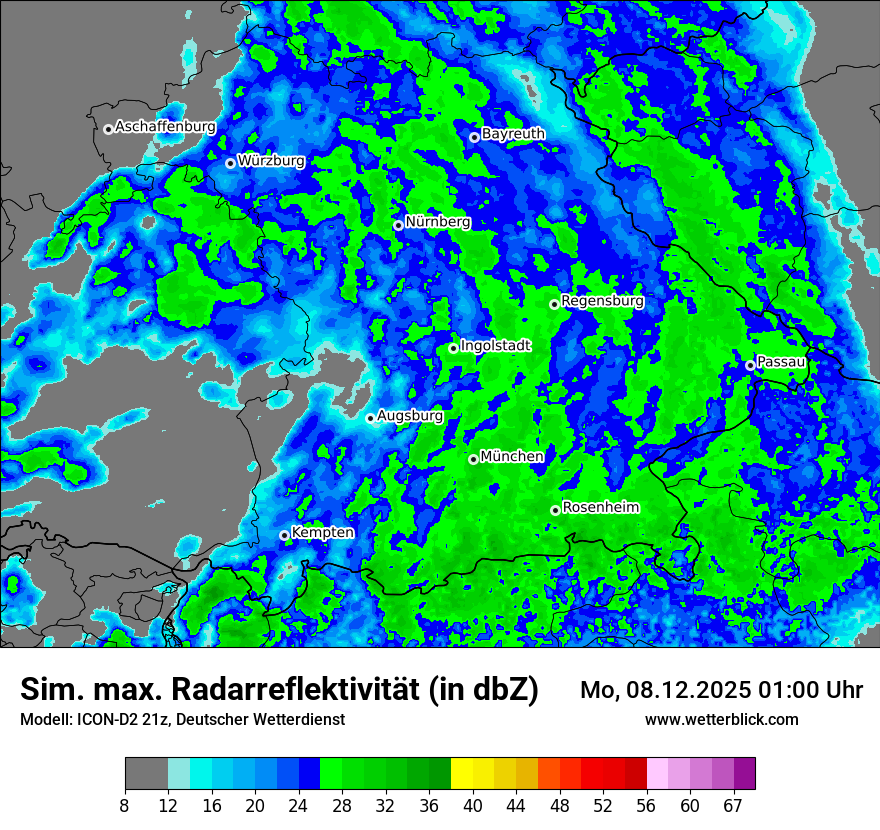 Modellkarten Simuliertes Radarbild