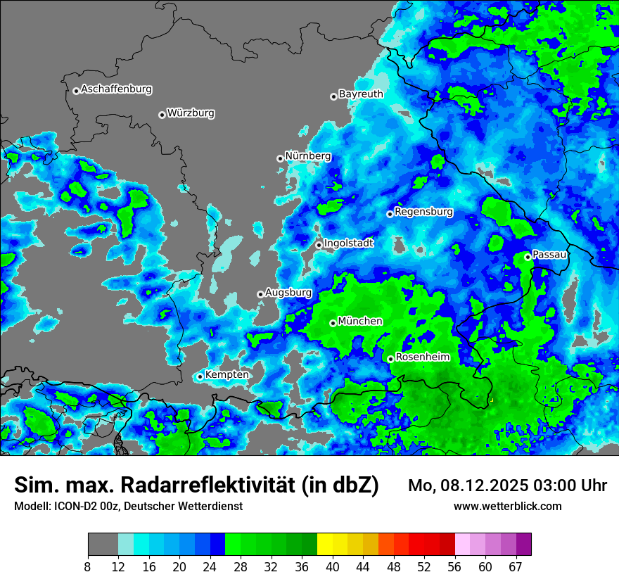 Modellkarten Simuliertes Radarbild