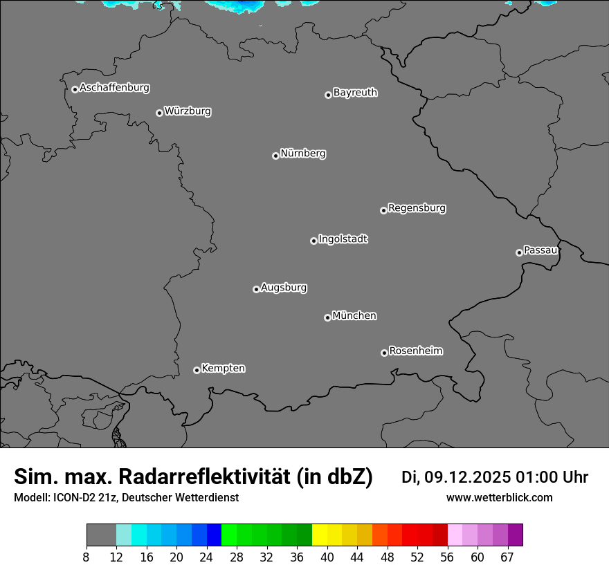 Modellkarten Simuliertes Radarbild