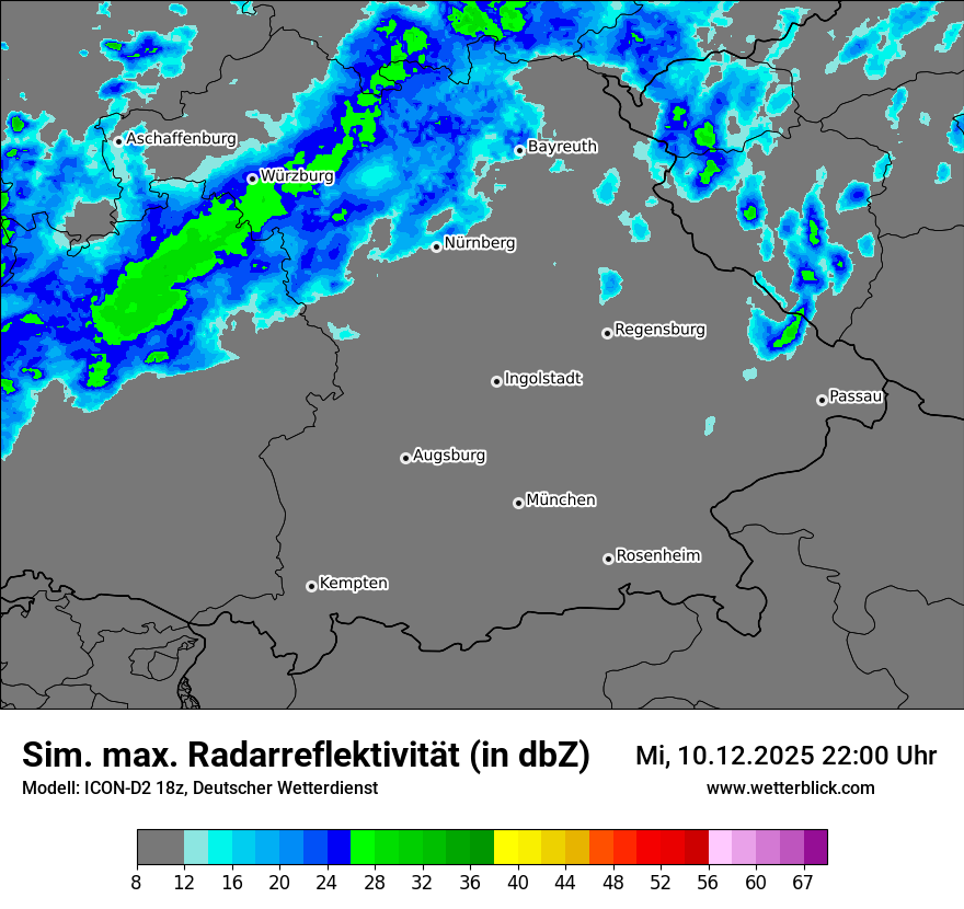 Modellkarten Simuliertes Radarbild