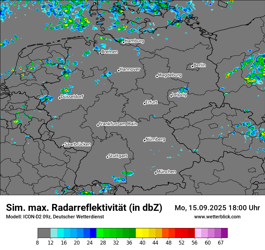 Modellkarten Simuliertes Radarbild in Deutschland