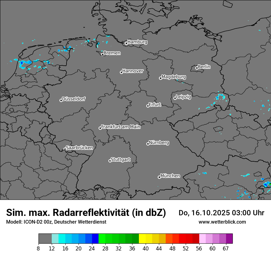 Modellkarten Simuliertes Radarbild in Deutschland