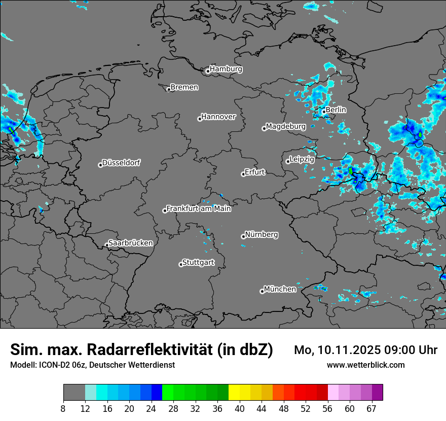 Modellkarten Simuliertes Radarbild in Deutschland