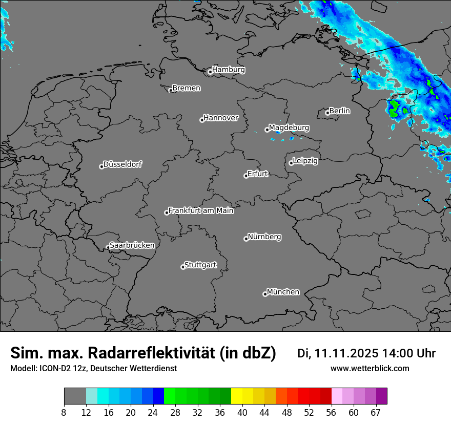Modellkarten Simuliertes Radarbild in Deutschland
