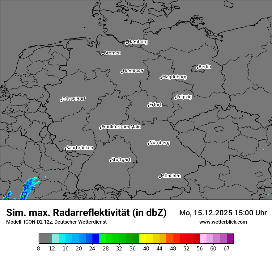 Modellkarten Simuliertes Radarbild in Deutschland
