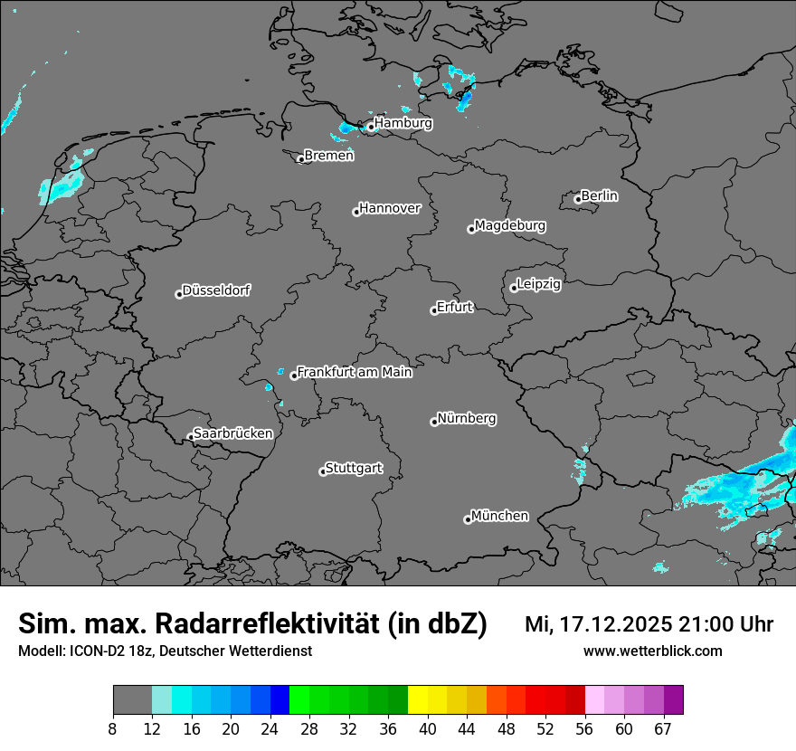 Modellkarten Simuliertes Radarbild in Deutschland