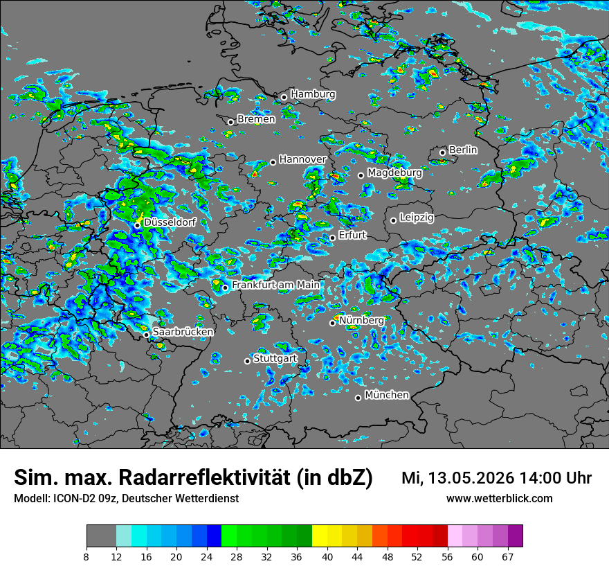 Modellkarte ICON-D2 – dbz_cmax – deutschland