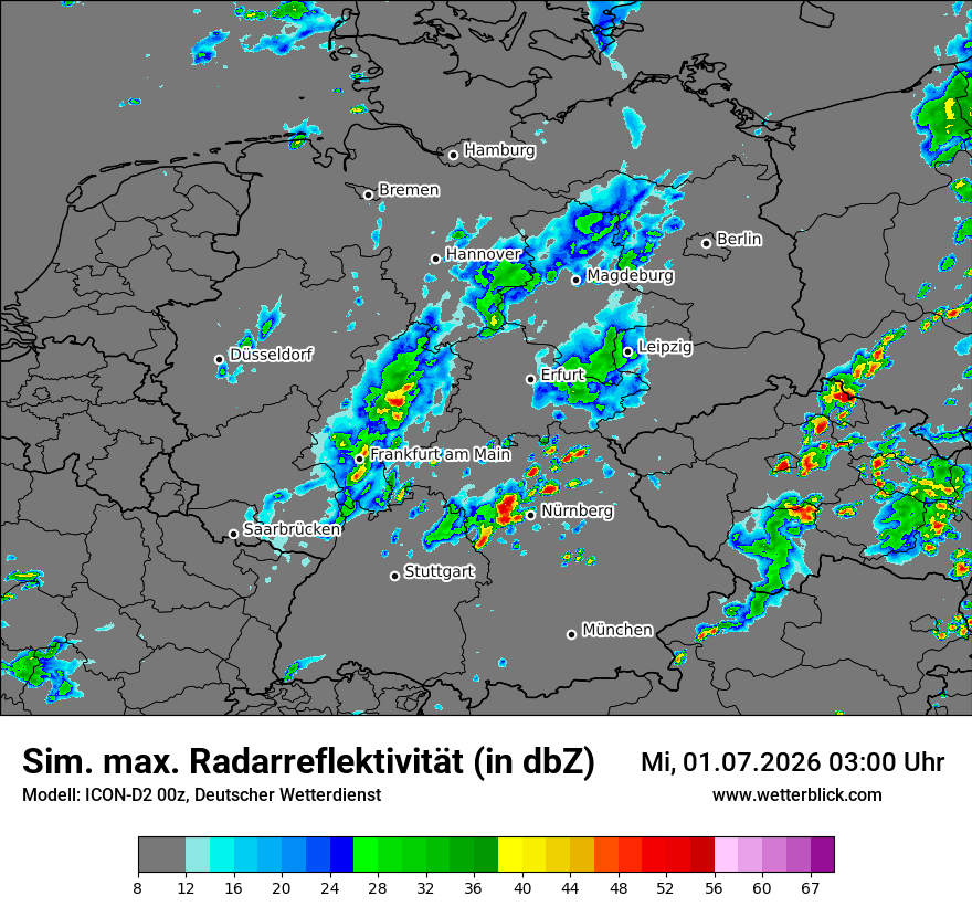 Modellkarte ICON-D2 – dbz_cmax – deutschland
