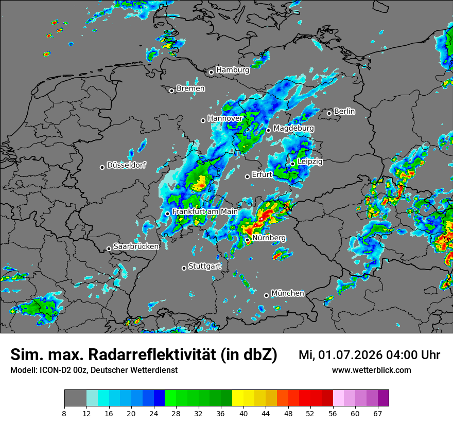 Modellkarte ICON-D2 – dbz_cmax – deutschland