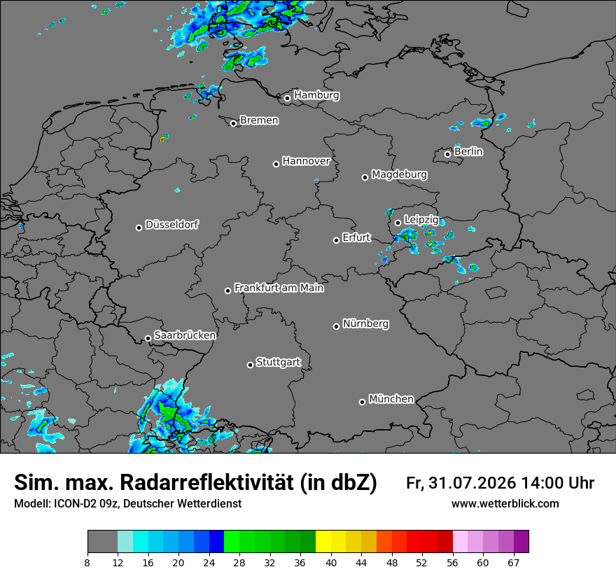 Modellkarte ICON-D2 – dbz_cmax – deutschland