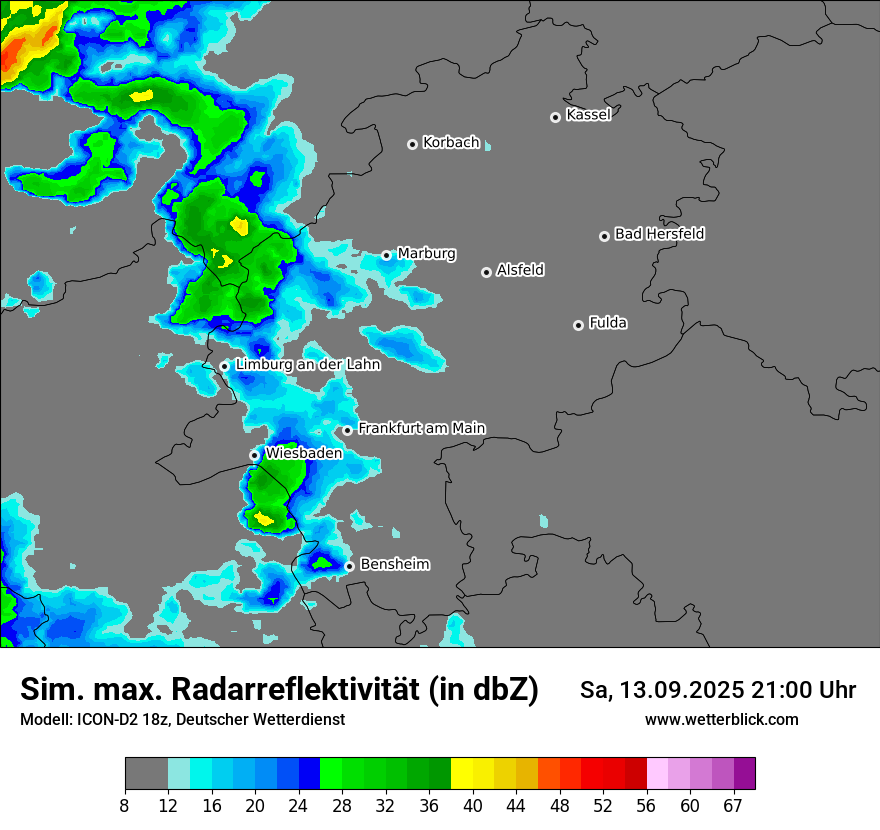 Modellkarten Simuliertes Radarbild