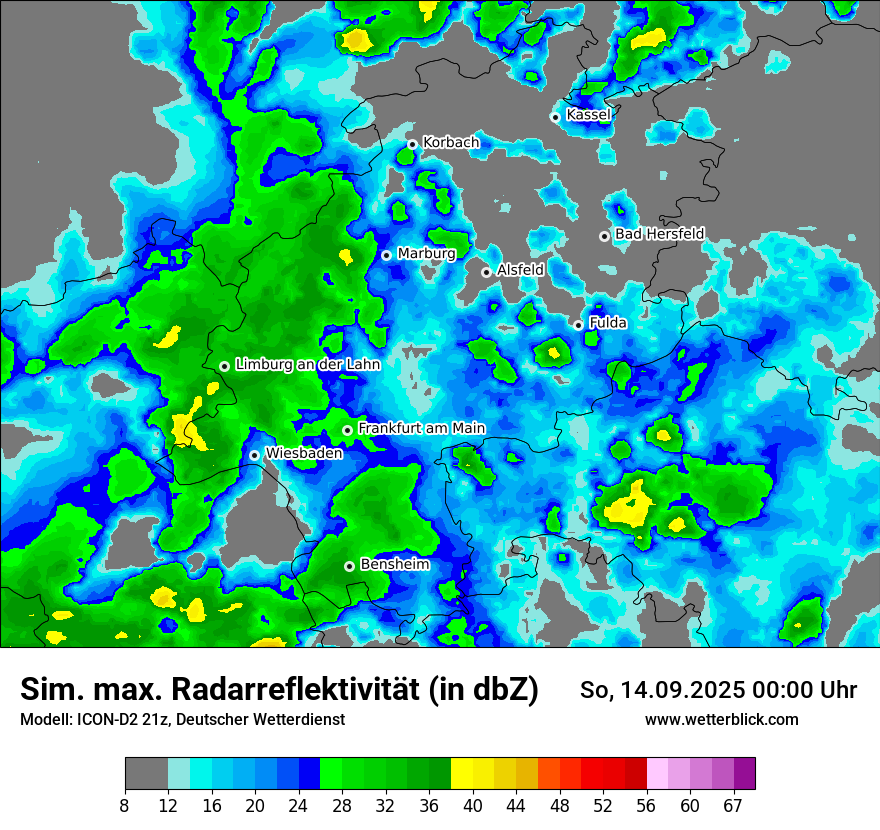 Modellkarten Simuliertes Radarbild