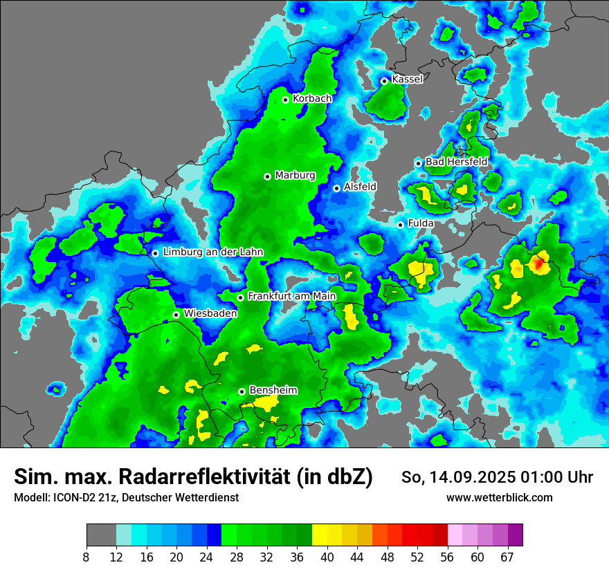 Modellkarten Simuliertes Radarbild