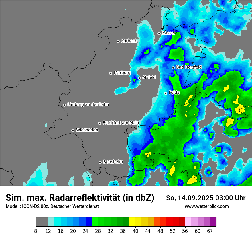 Modellkarten Simuliertes Radarbild