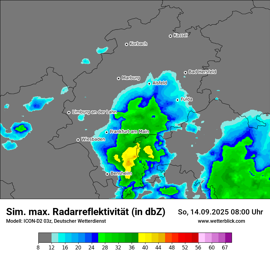 Modellkarten Simuliertes Radarbild