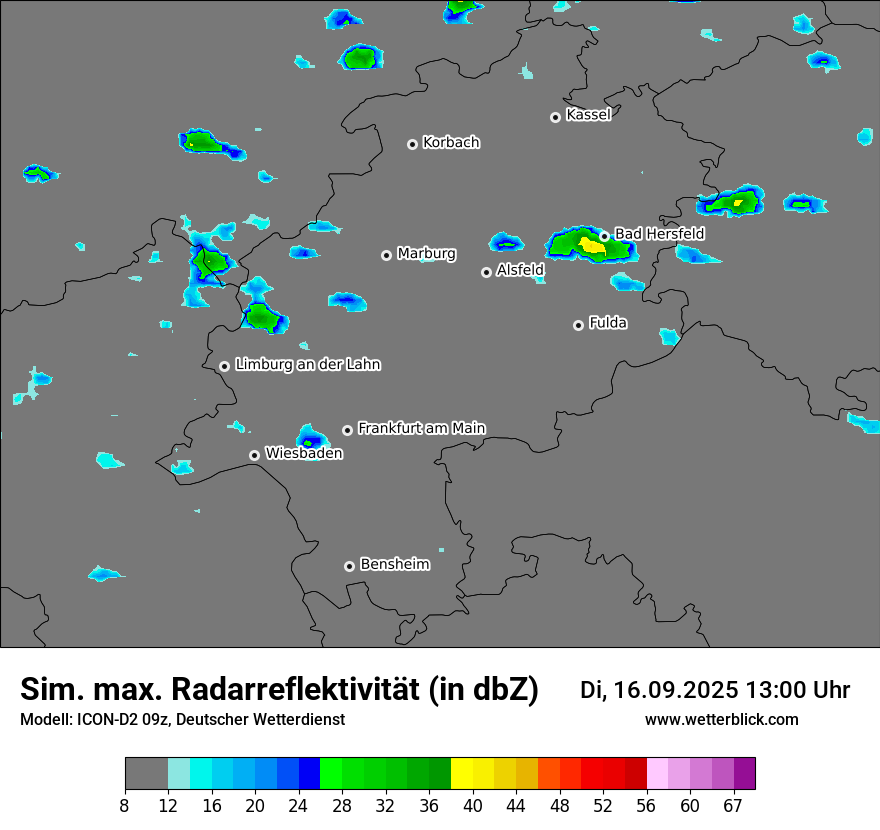 Modellkarten Simuliertes Radarbild