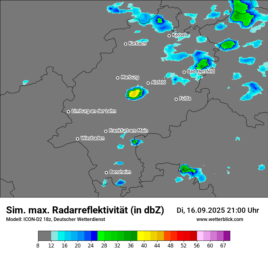 Modellkarten Simuliertes Radarbild