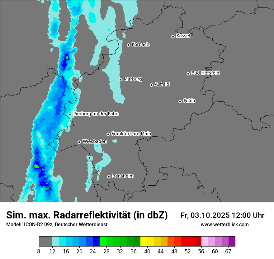 Modellkarten Simuliertes Radarbild