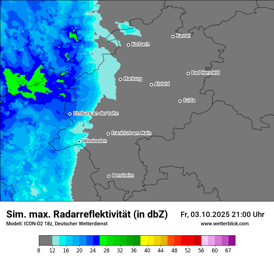 Modellkarten Simuliertes Radarbild