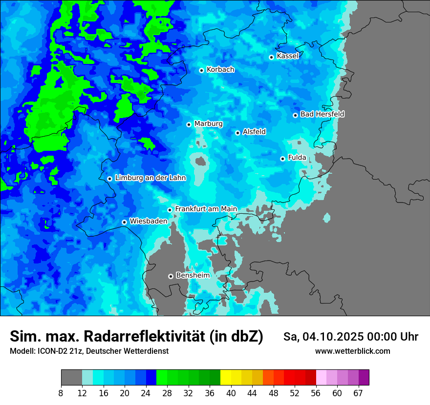 Modellkarten Simuliertes Radarbild