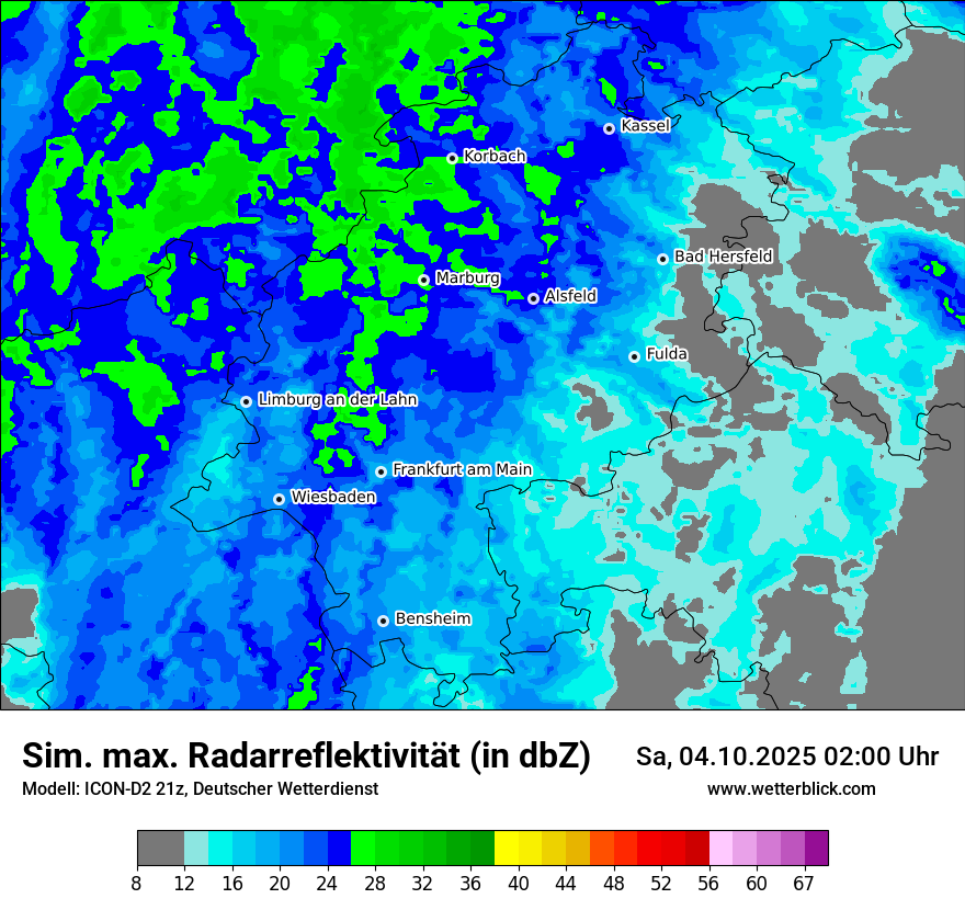 Modellkarten Simuliertes Radarbild
